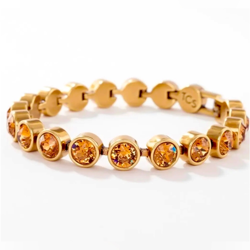 Touchstone Crystal by Swarovski Gold Goddess Ice Bracelet Smoked Topaz